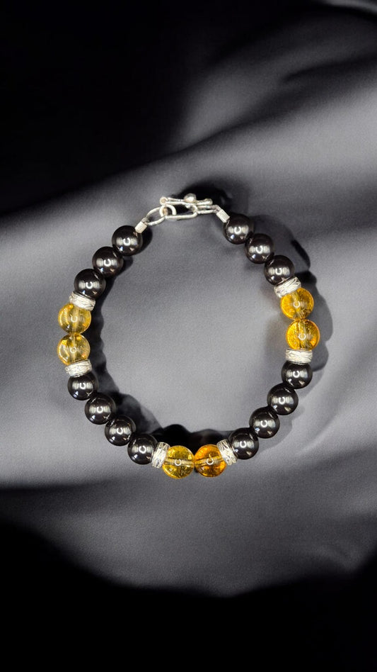 Gemstones Hematite & Citrine Silver 950 Bracelet