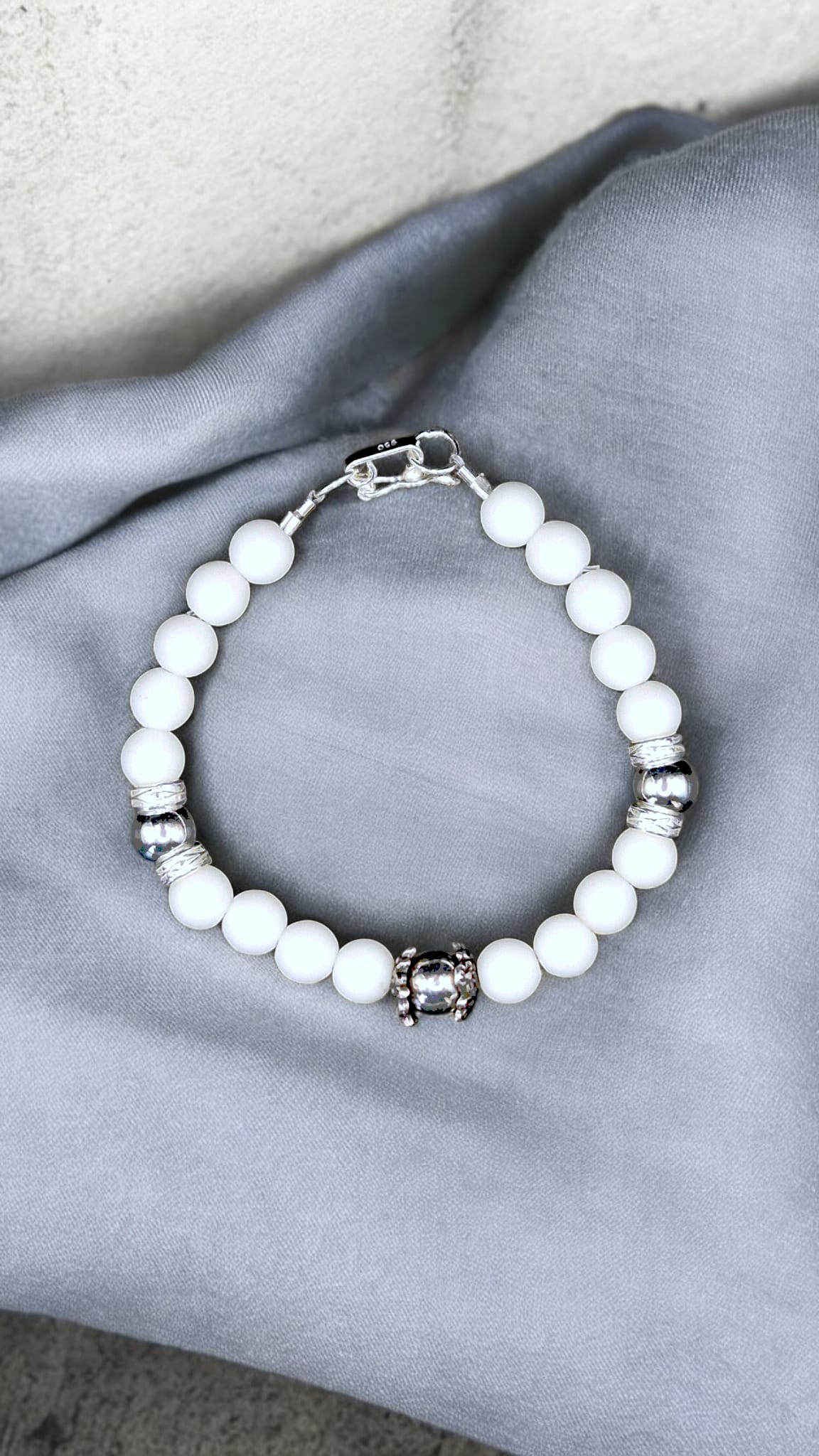 Gemstone White Onyx Silver 950 Bracelet