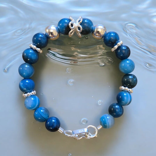 Gemstone Apatite and Silver 950 Bracelet