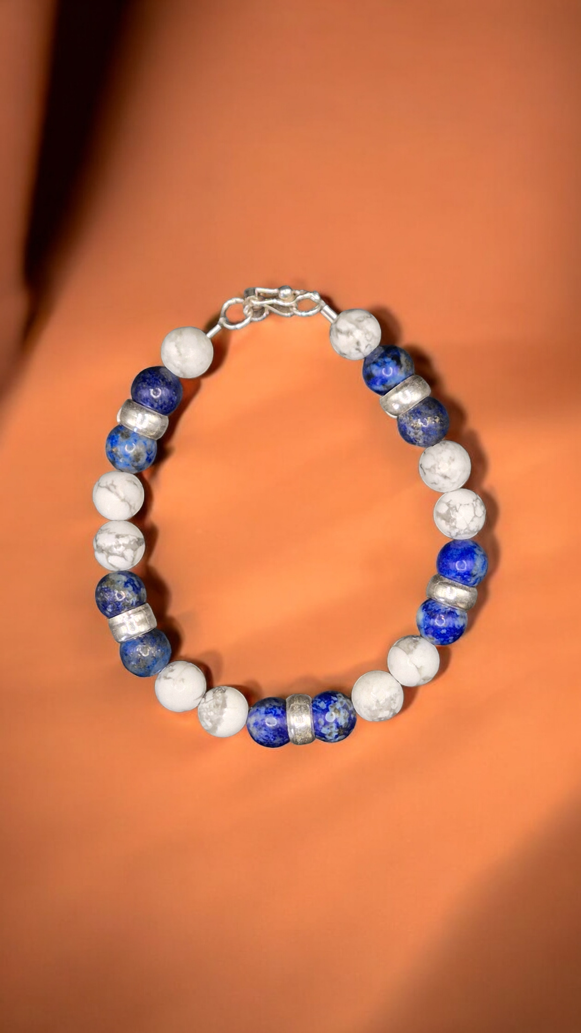 Gemstones Lapis lazuli & Howlite Silver 950 Bracelet