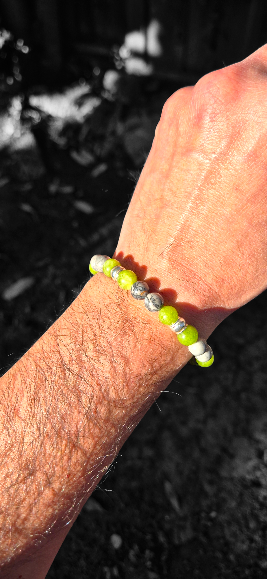 Gemstones Map Jasper & Peridot Silver 950 Bracelet