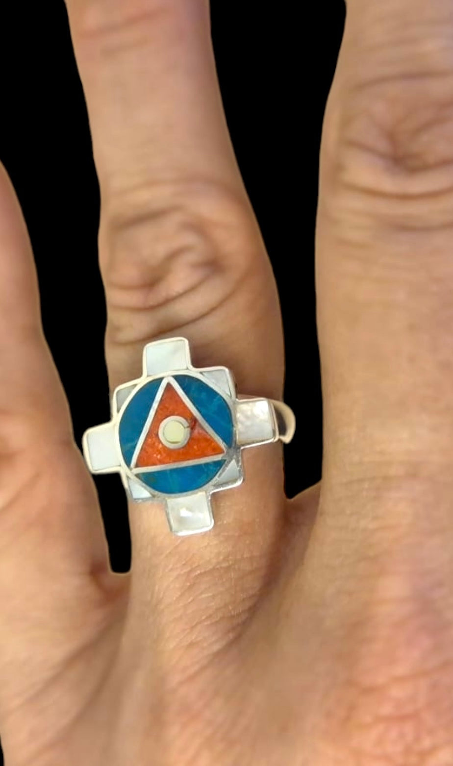 Gemstones Inlay Ring - Chakana