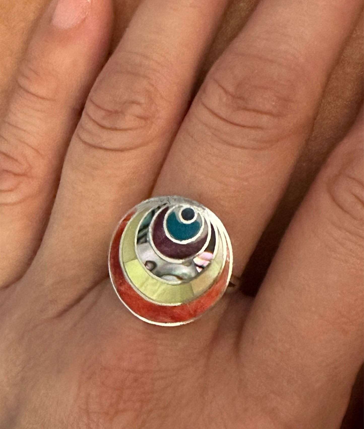 Gemstones Inlay Ring - Pachamama