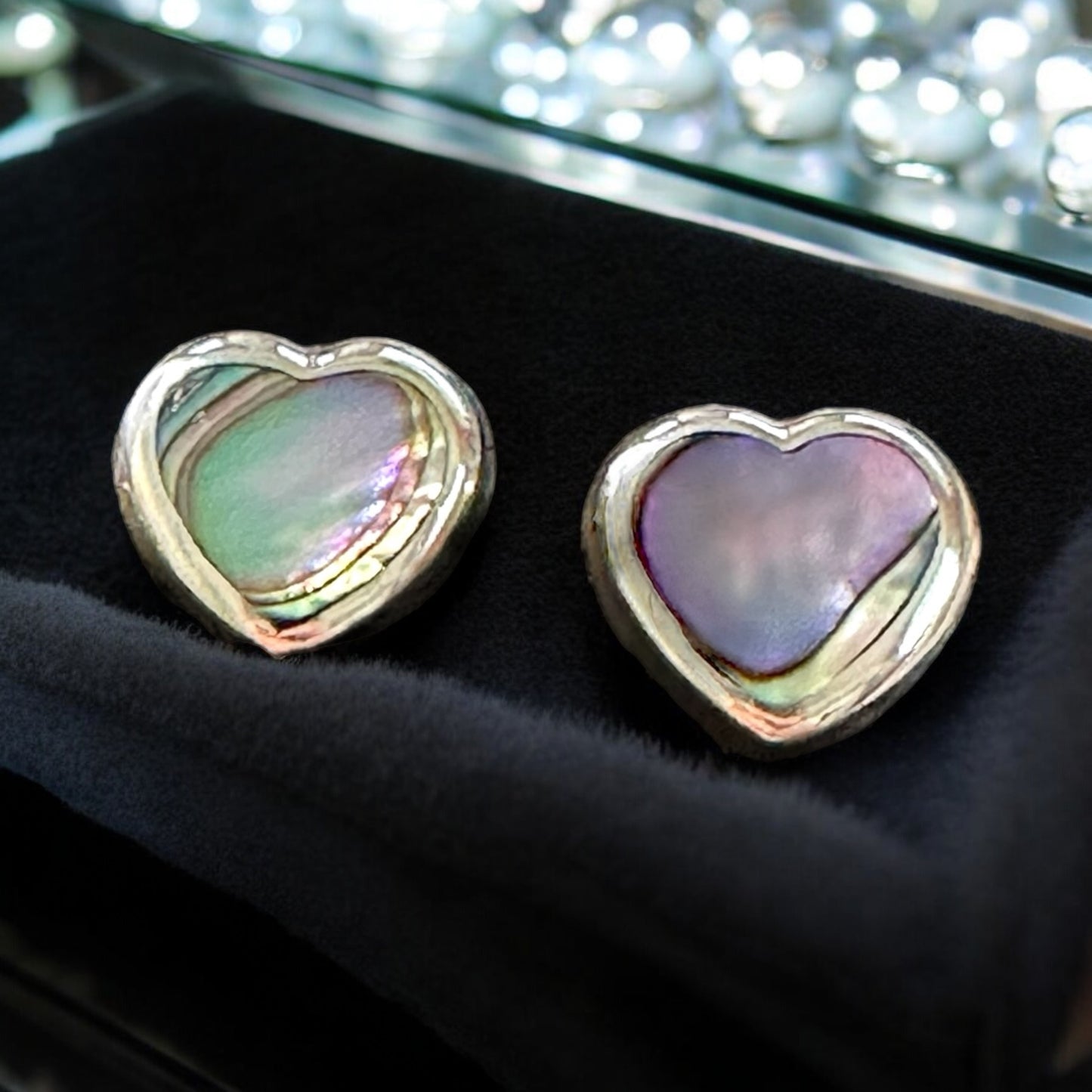 Stud Earringa- Abalone Hearts