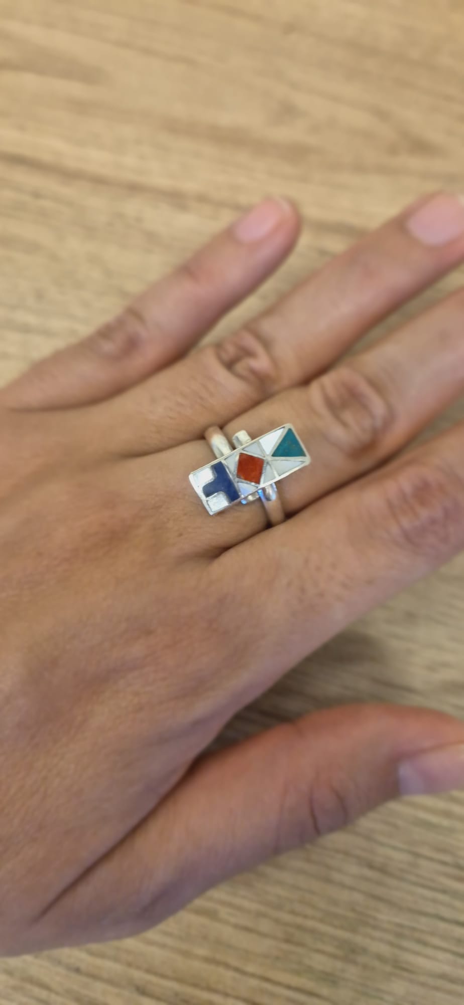 Gemstones Inlay Ring - Trilogia