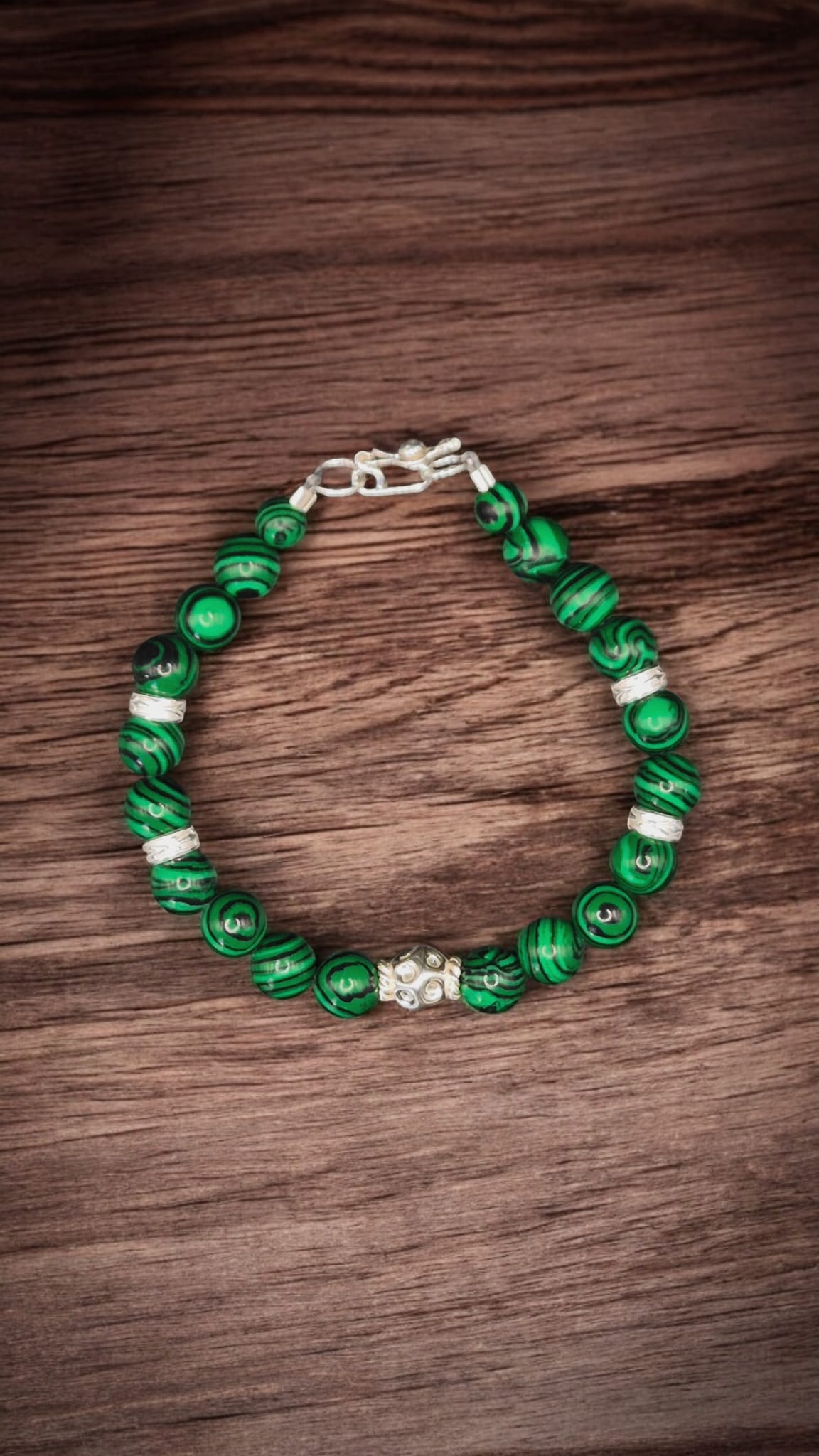 Gemstone Malachite Silver 950 Bracelet