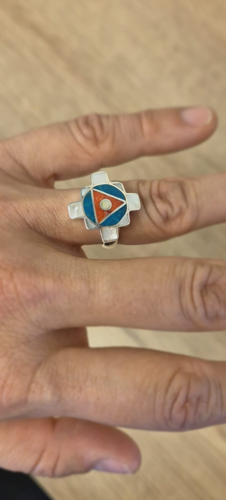 Gemstones Inlay Ring - Chakana